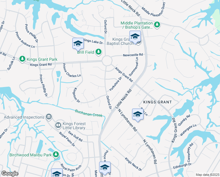 map of restaurants, bars, coffee shops, grocery stores, and more near 705 Yorkshire Drive in Virginia Beach