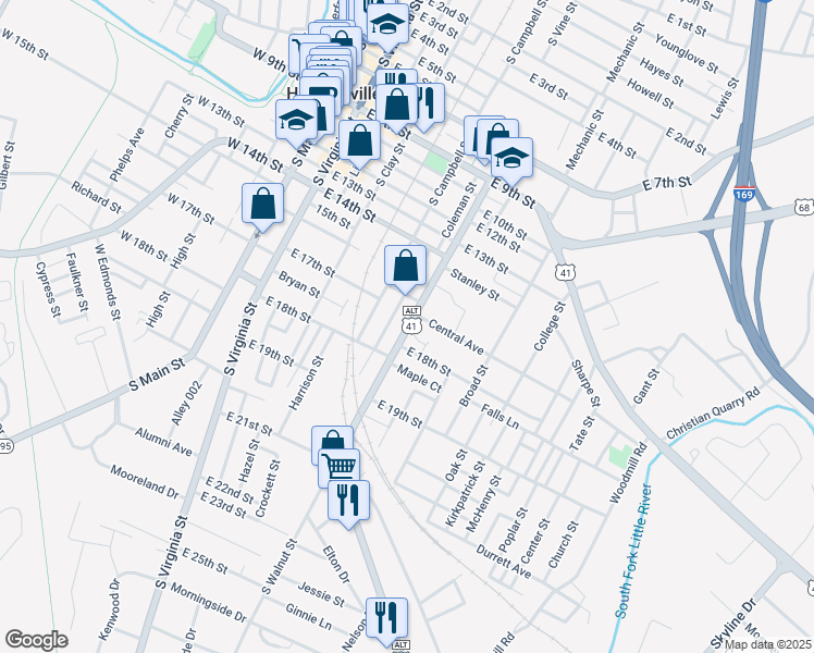 map of restaurants, bars, coffee shops, grocery stores, and more near 0 1712 South Walnut Street in Hopkinsville