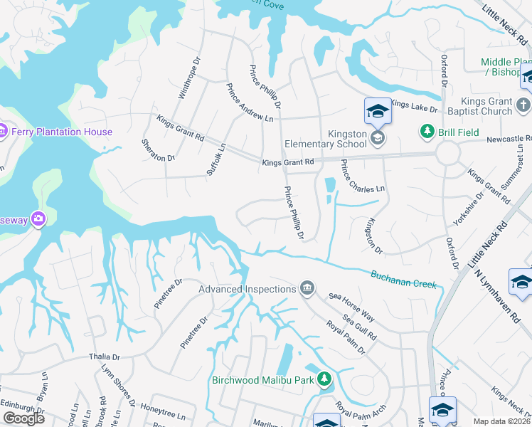 map of restaurants, bars, coffee shops, grocery stores, and more near 3721 South Queensgrove Circle in Virginia Beach