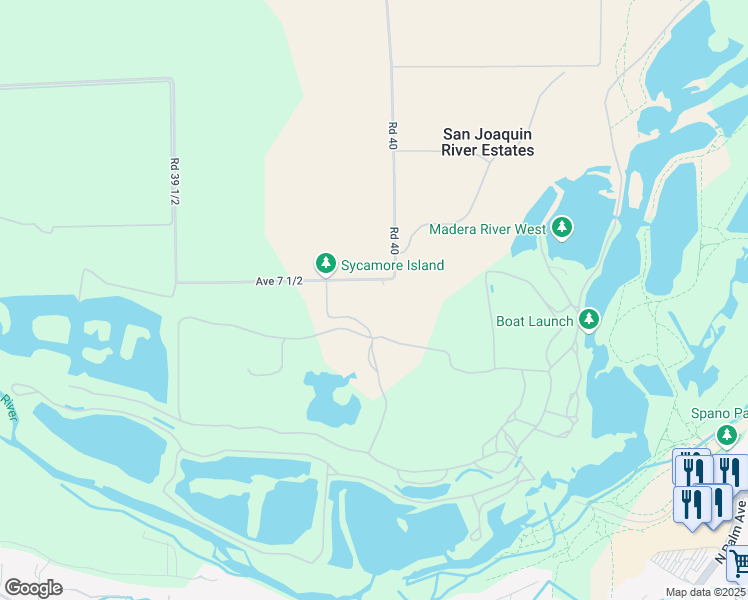 map of restaurants, bars, coffee shops, grocery stores, and more near 39868 Avenue 7 1/2 in Madera