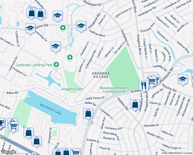 map of restaurants, bars, coffee shops, grocery stores, and more near 636 De Laura Lane in Virginia Beach