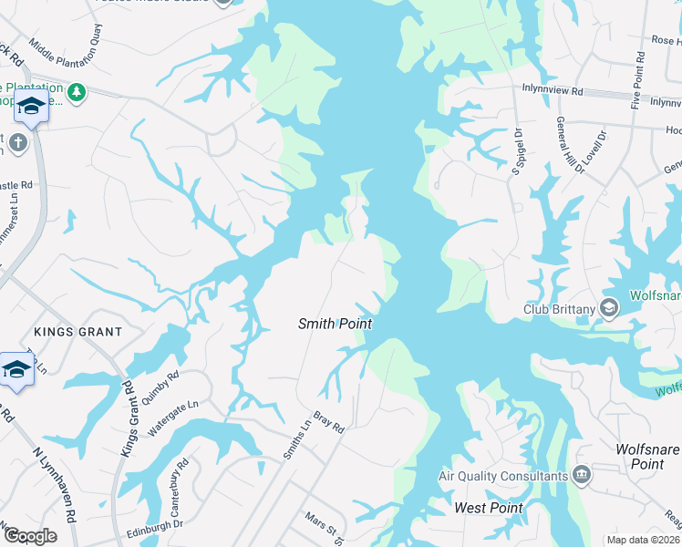 map of restaurants, bars, coffee shops, grocery stores, and more near 3090 Bray Road in Virginia Beach