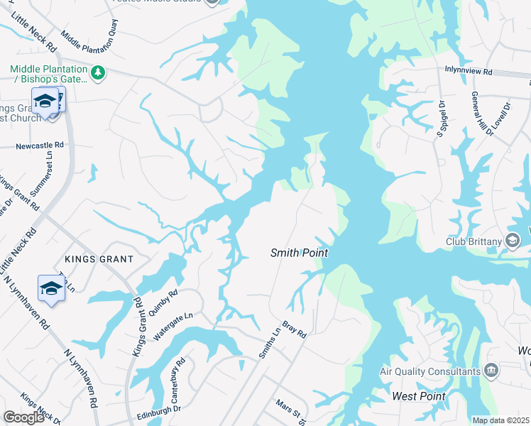 map of restaurants, bars, coffee shops, grocery stores, and more near 3075 Bray Road in Virginia Beach