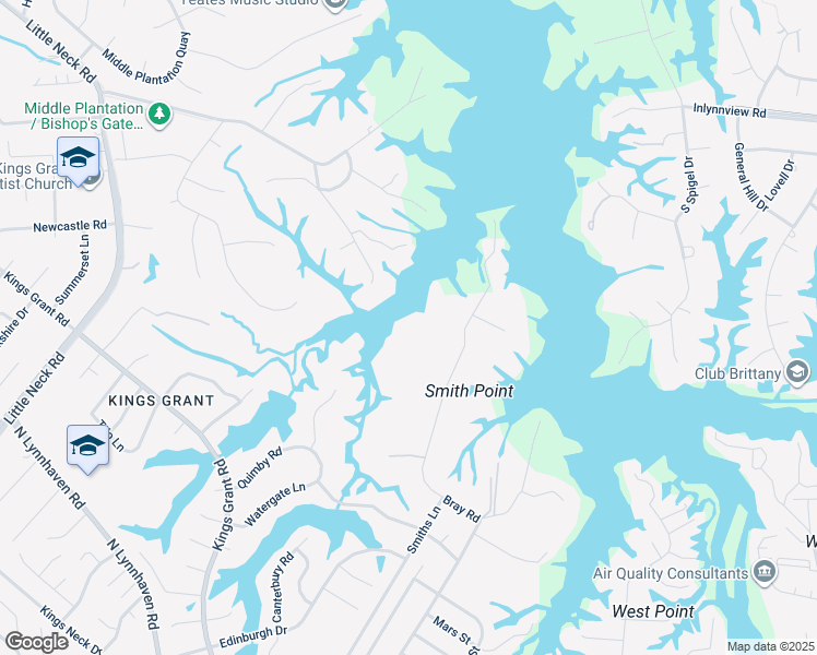 map of restaurants, bars, coffee shops, grocery stores, and more near 3075 Bray Road in Virginia Beach