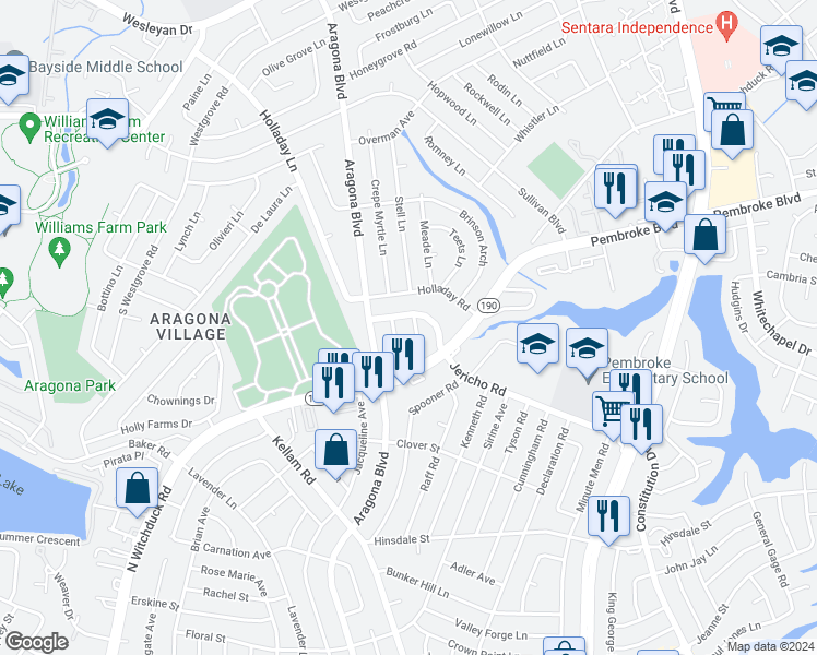 map of restaurants, bars, coffee shops, grocery stores, and more near 721 Weich Lane in Virginia Beach