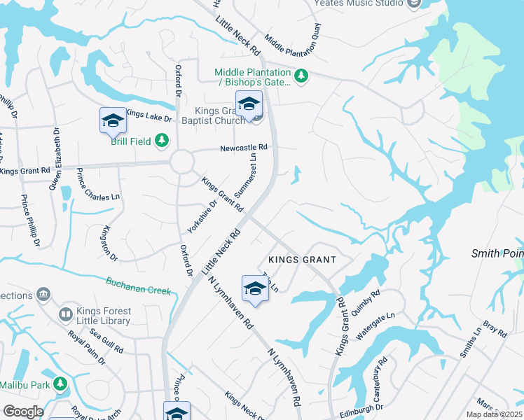 map of restaurants, bars, coffee shops, grocery stores, and more near 792 Little Neck Road in Virginia Beach