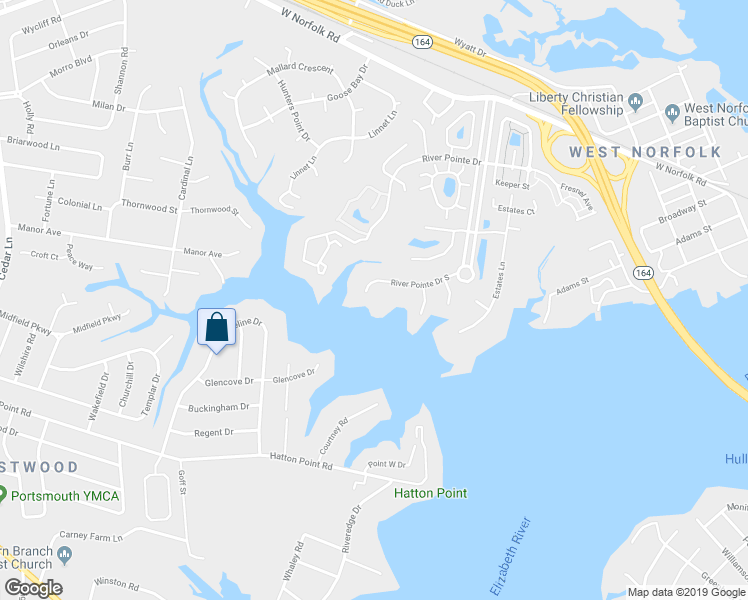 map of restaurants, bars, coffee shops, grocery stores, and more near 29 River Pointe Drive South in Portsmouth