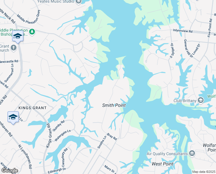 map of restaurants, bars, coffee shops, grocery stores, and more near 3091 Bray Road in Virginia Beach