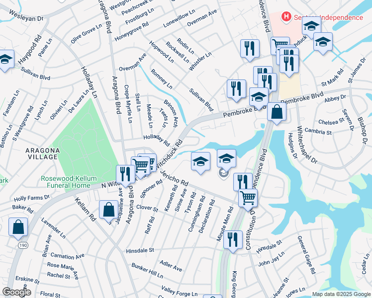 map of restaurants, bars, coffee shops, grocery stores, and more near 4612 Merrimac Lane in Virginia Beach