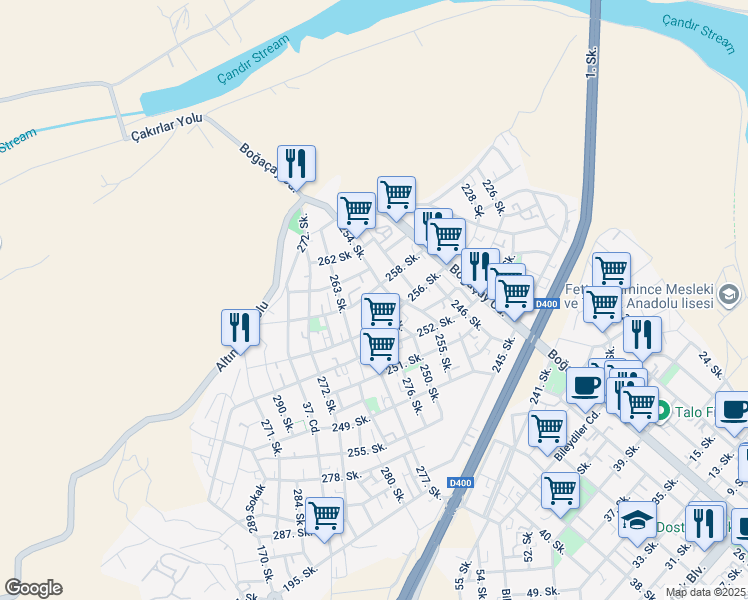 map of restaurants, bars, coffee shops, grocery stores, and more near 58 259. Sokak in Konyaaltı