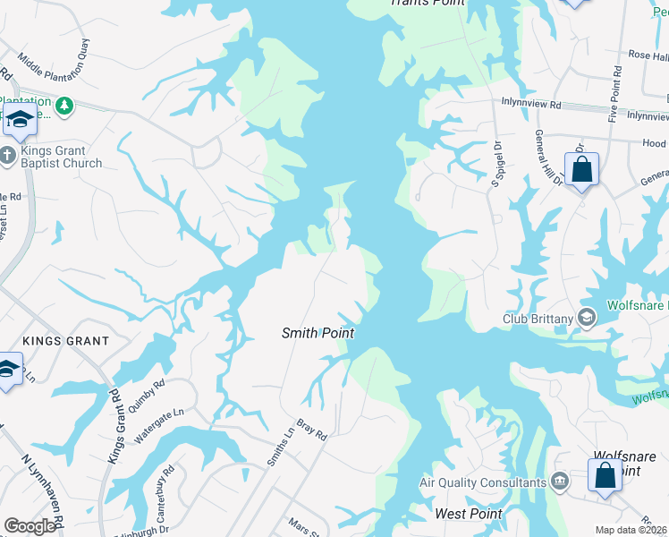 map of restaurants, bars, coffee shops, grocery stores, and more near 3100 Lynn Acres Road in Virginia Beach