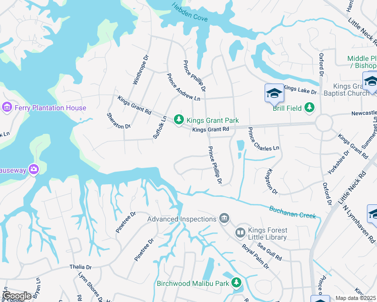 map of restaurants, bars, coffee shops, grocery stores, and more near 3716 North Queensgrove Circle in Virginia Beach
