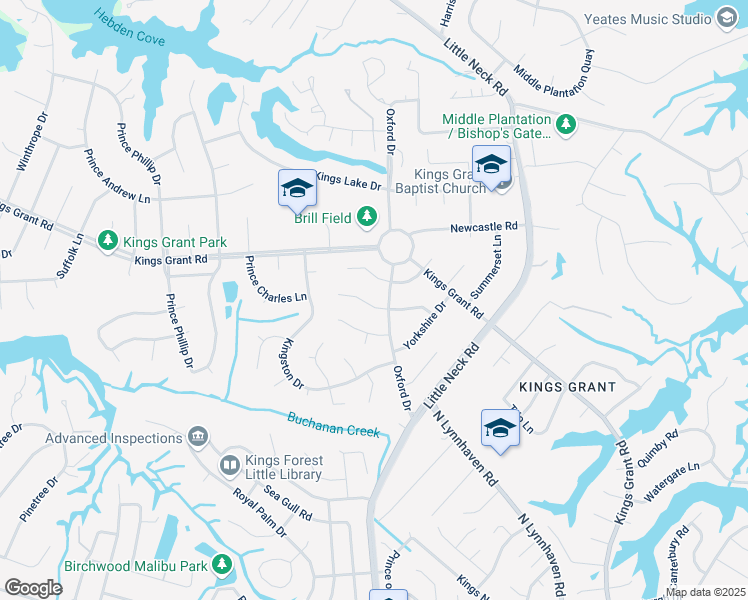map of restaurants, bars, coffee shops, grocery stores, and more near 629 Pelham Place in Virginia Beach