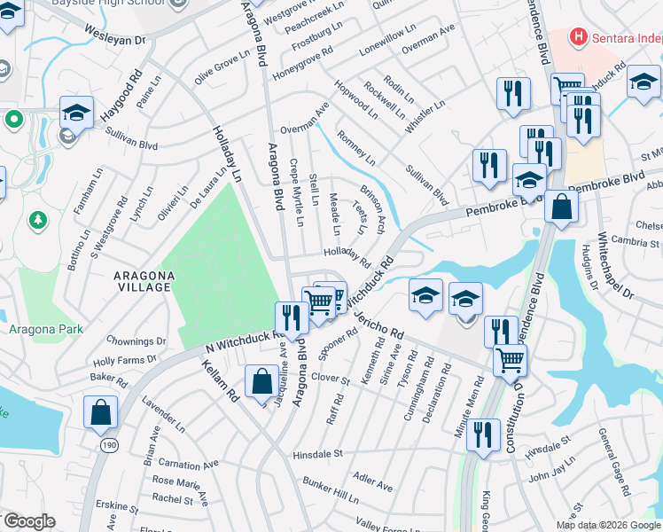 map of restaurants, bars, coffee shops, grocery stores, and more near 716 Jericho Road in Virginia Beach