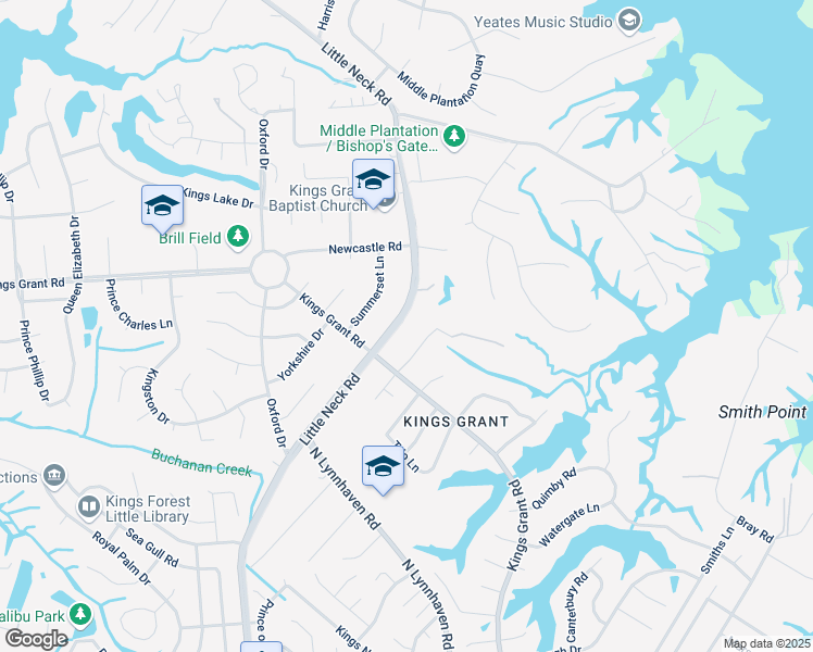map of restaurants, bars, coffee shops, grocery stores, and more near 792 Little Neck Road in Virginia Beach