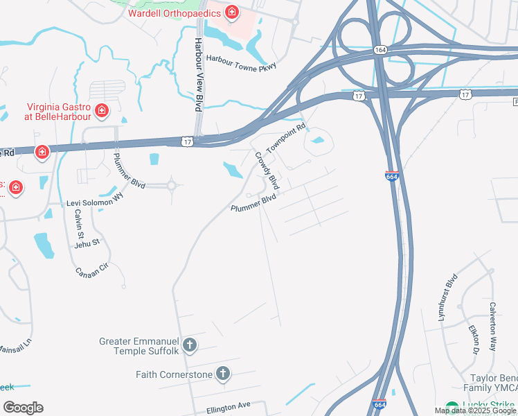map of restaurants, bars, coffee shops, grocery stores, and more near 4401 Brent Street in Suffolk