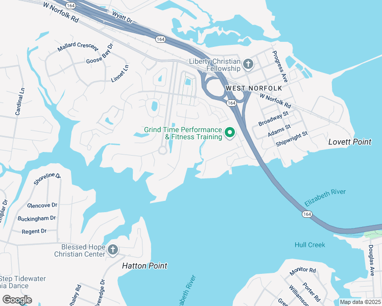 map of restaurants, bars, coffee shops, grocery stores, and more near 4025 Estates Lane in Portsmouth