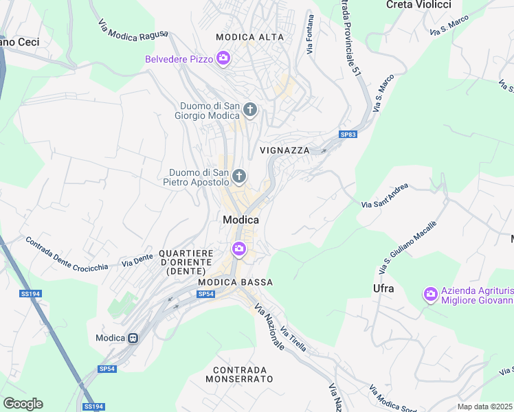 map of restaurants, bars, coffee shops, grocery stores, and more near in Modica