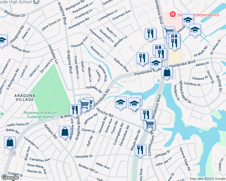 map of restaurants, bars, coffee shops, grocery stores, and more near 4612 Merrimac Lane in Virginia Beach