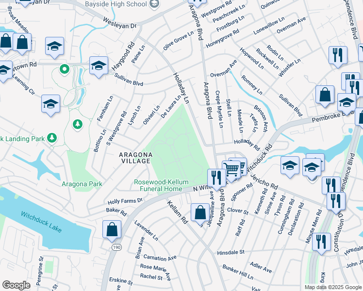 map of restaurants, bars, coffee shops, grocery stores, and more near 631 North Witchduck Road in Virginia Beach