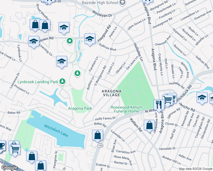 map of restaurants, bars, coffee shops, grocery stores, and more near 5009 Titian Lane in Virginia Beach