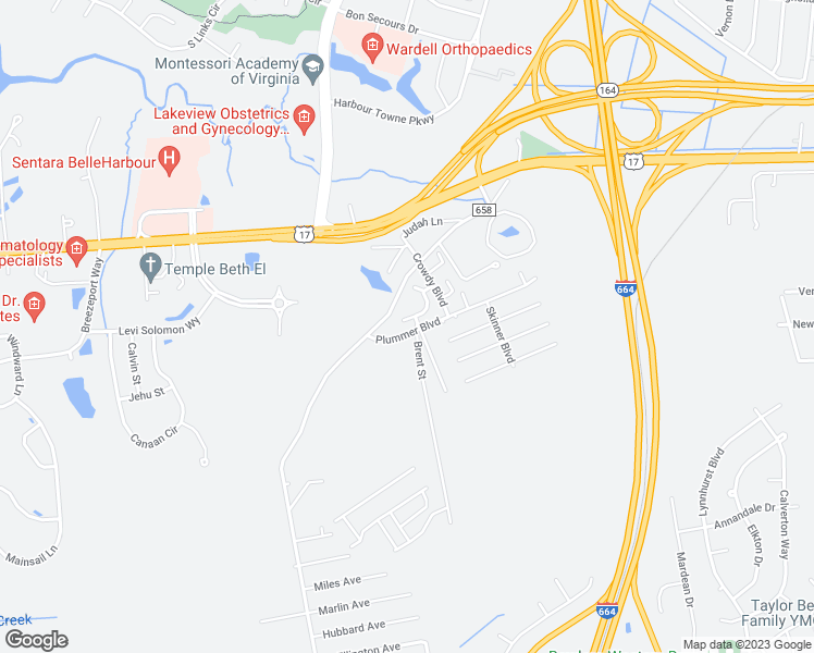 map of restaurants, bars, coffee shops, grocery stores, and more near 3764 Pear Orchard Way in Suffolk