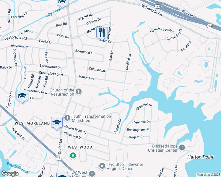 map of restaurants, bars, coffee shops, grocery stores, and more near 5 River Cove in Portsmouth