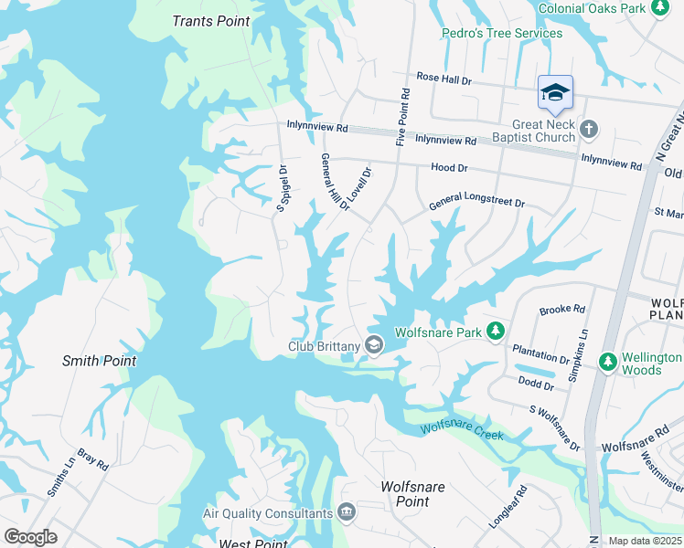 map of restaurants, bars, coffee shops, grocery stores, and more near 837 Five Point Road in Virginia Beach