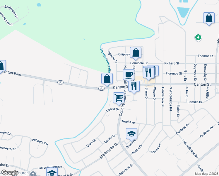 map of restaurants, bars, coffee shops, grocery stores, and more near 4305 Canton Street in Hopkinsville