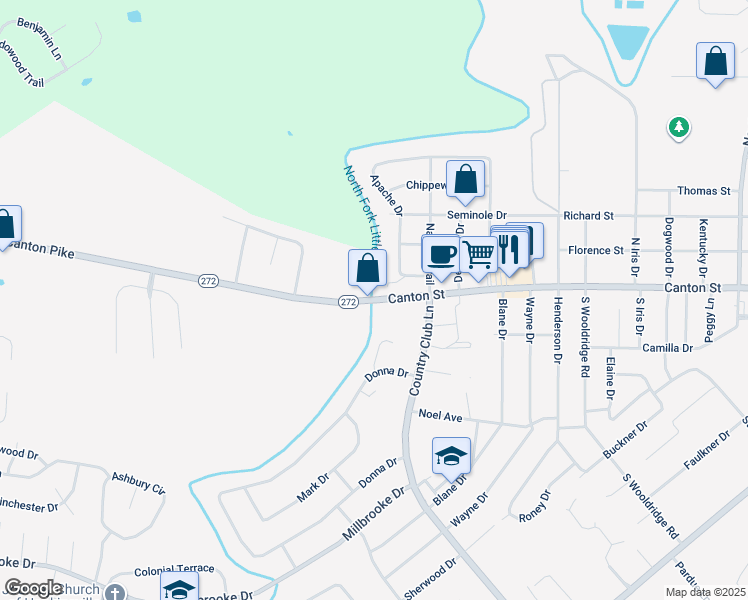 map of restaurants, bars, coffee shops, grocery stores, and more near 4305 Canton Street in Hopkinsville