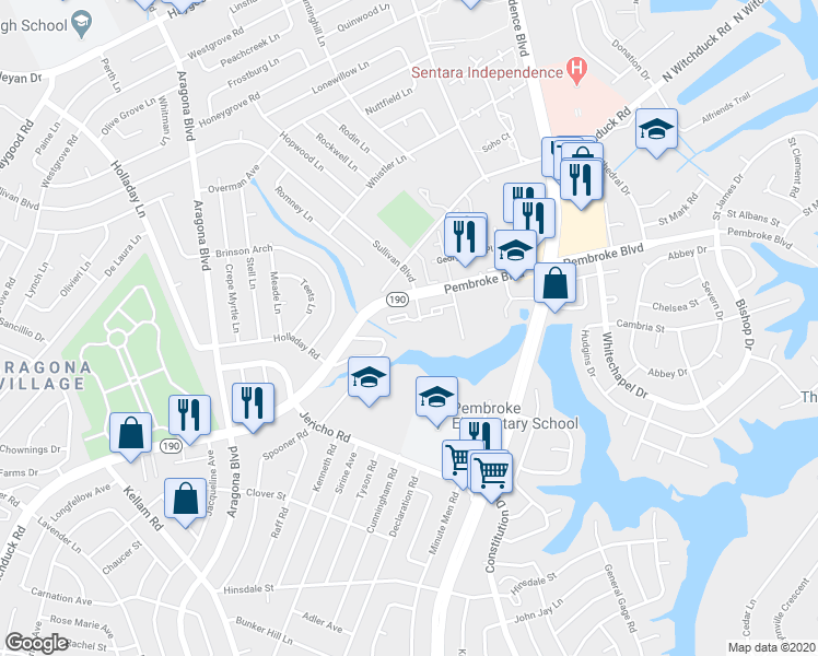 map of restaurants, bars, coffee shops, grocery stores, and more near 4737 Windermere Court in Virginia Beach