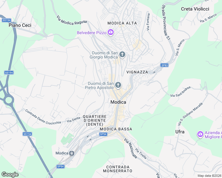 map of restaurants, bars, coffee shops, grocery stores, and more near 175 Corso Umberto I in Modica