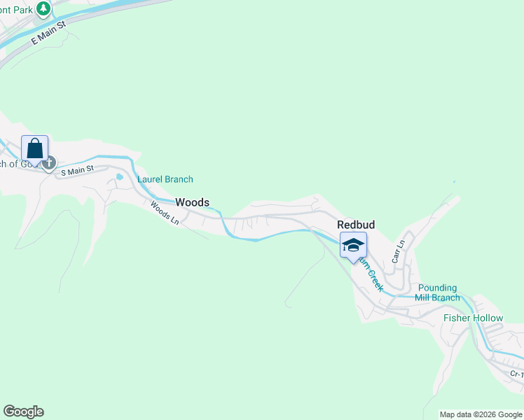 map of restaurants, bars, coffee shops, grocery stores, and more near 1168 Kentucky 215 in Evarts