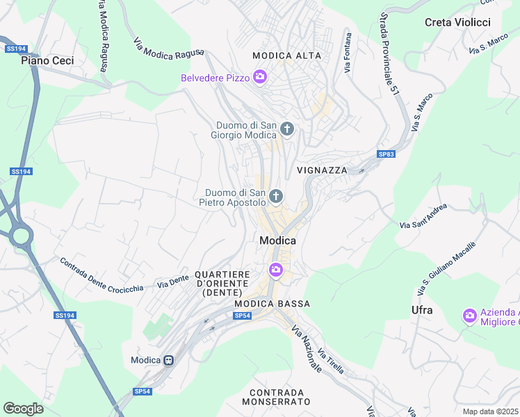 map of restaurants, bars, coffee shops, grocery stores, and more near 175 Corso Umberto I in Modica