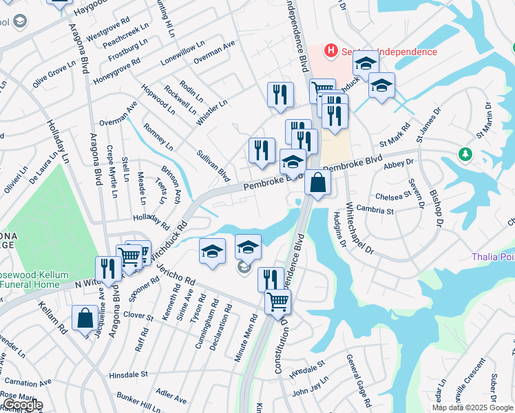 map of restaurants, bars, coffee shops, grocery stores, and more near 750 Emerald Lake Drive in Virginia Beach