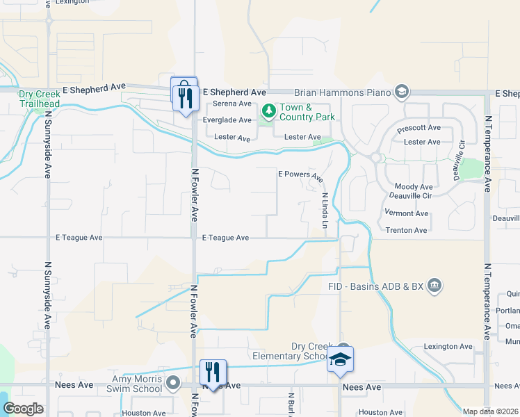 map of restaurants, bars, coffee shops, grocery stores, and more near 1928 Vermont Avenue in Clovis