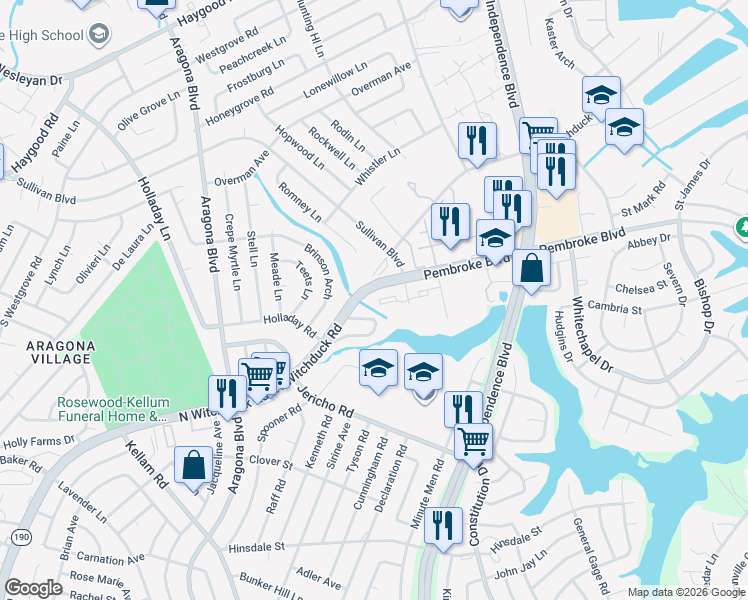 map of restaurants, bars, coffee shops, grocery stores, and more near 4744 Windermere Court in Virginia Beach