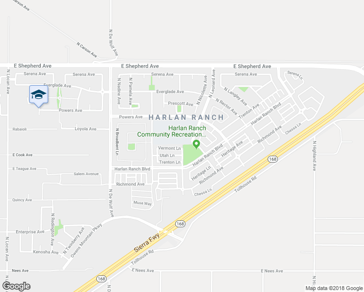 map of restaurants, bars, coffee shops, grocery stores, and more near 3683 Vermont Lane in Clovis