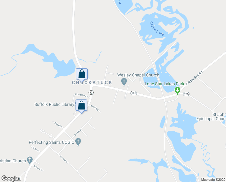 map of restaurants, bars, coffee shops, grocery stores, and more near 161 Kings Highway in Suffolk