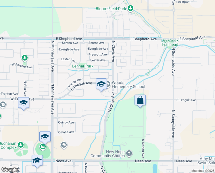 map of restaurants, bars, coffee shops, grocery stores, and more near 700 West Teague Avenue in Clovis