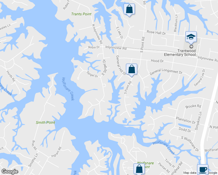 map of restaurants, bars, coffee shops, grocery stores, and more near 872 South Spigel Drive in Virginia Beach
