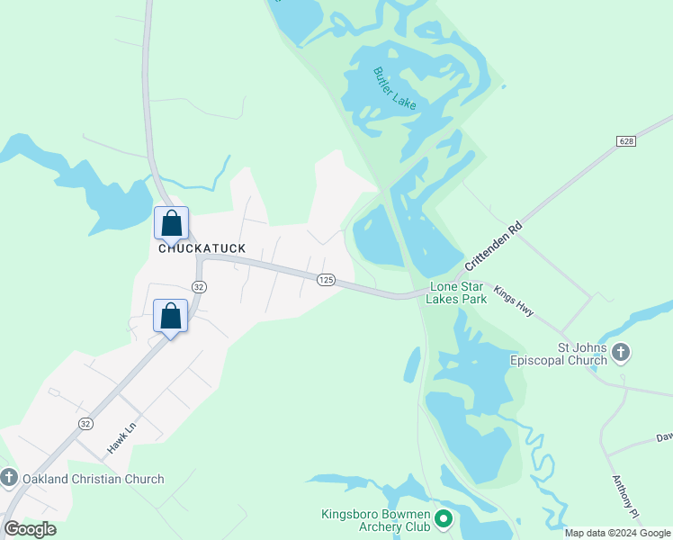 map of restaurants, bars, coffee shops, grocery stores, and more near 264 Kings Highway in Suffolk