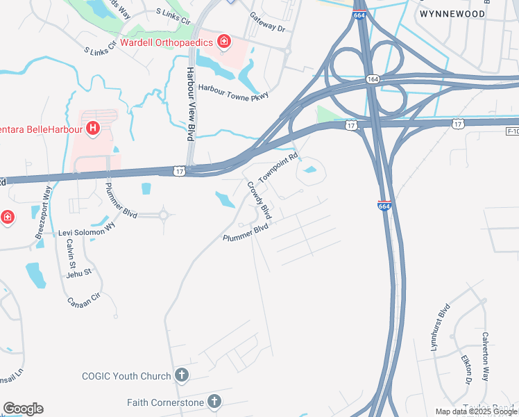 map of restaurants, bars, coffee shops, grocery stores, and more near 3732 Pear Orchard Way in Suffolk