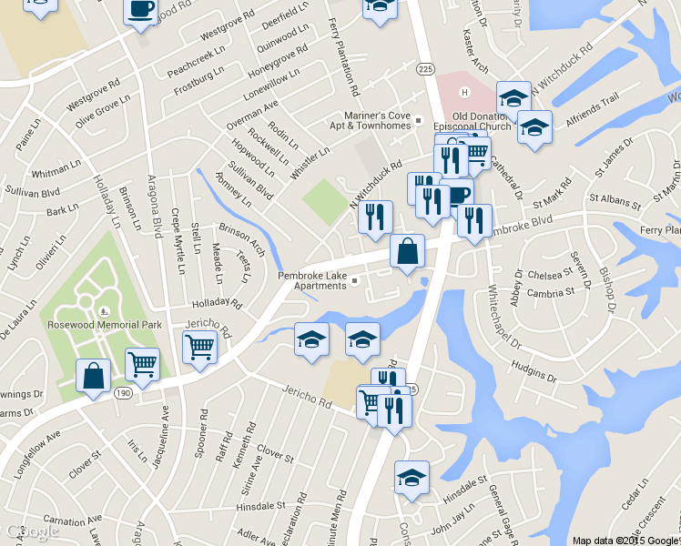 map of restaurants, bars, coffee shops, grocery stores, and more near 708 Moraine Court in Virginia Beach