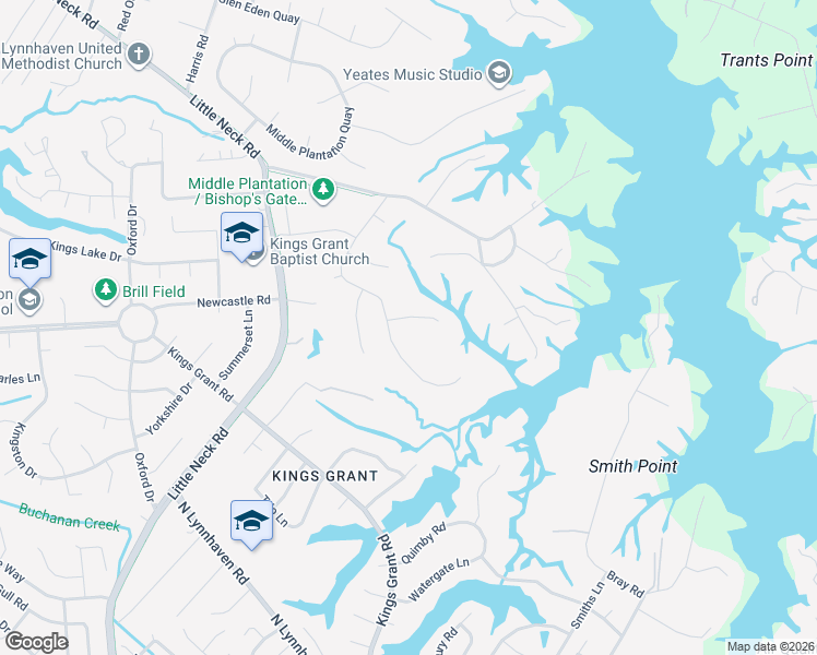 map of restaurants, bars, coffee shops, grocery stores, and more near 3113 Audley Way in Virginia Beach