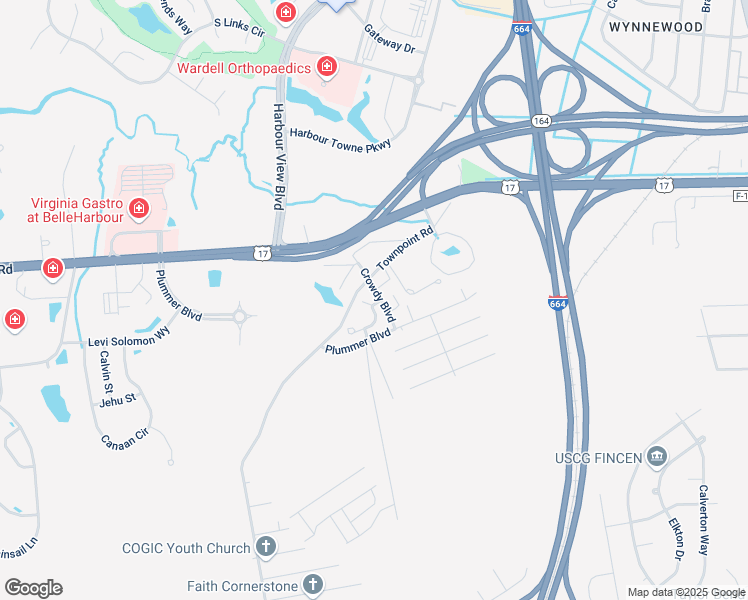 map of restaurants, bars, coffee shops, grocery stores, and more near 3710 Pear Orchard Way in Suffolk