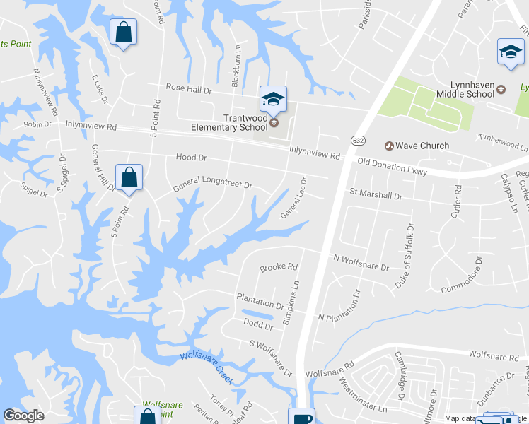 map of restaurants, bars, coffee shops, grocery stores, and more near 901 General Jackson Drive in Virginia Beach