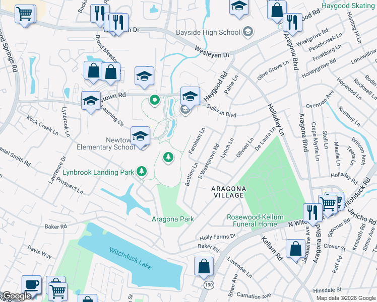 map of restaurants, bars, coffee shops, grocery stores, and more near 701 Bottino Lane in Virginia Beach