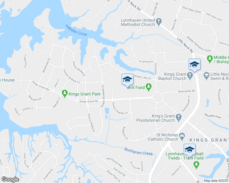 map of restaurants, bars, coffee shops, grocery stores, and more near 808 Prince Charles Court in Virginia Beach