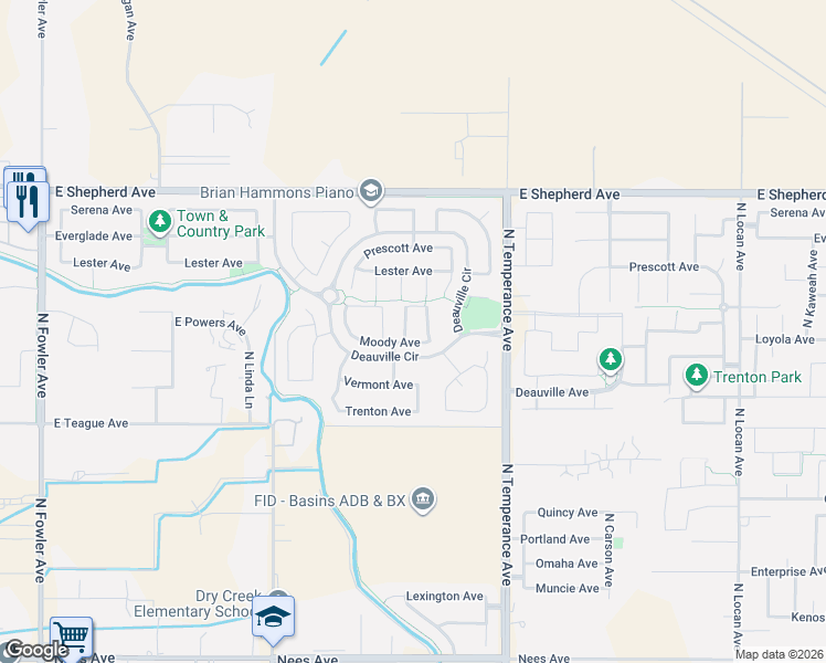 map of restaurants, bars, coffee shops, grocery stores, and more near 1770 North McKelvy Avenue in Clovis